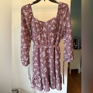 Lily Rose Mauve Floral Long Sleeve Dress